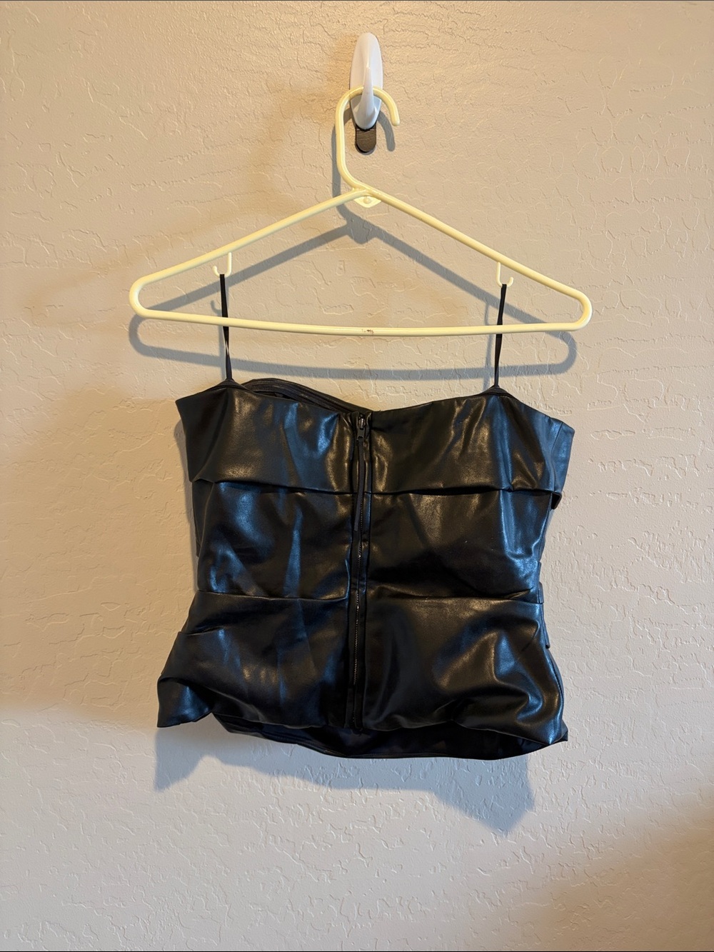 Aritzia Black Faux Leather strapless top - Picture 7 of 8
